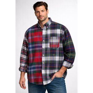 Vintage Tommy Hilfiger XL Plaid Patchwork Button-Down Shirt 100% Cotton Multicol